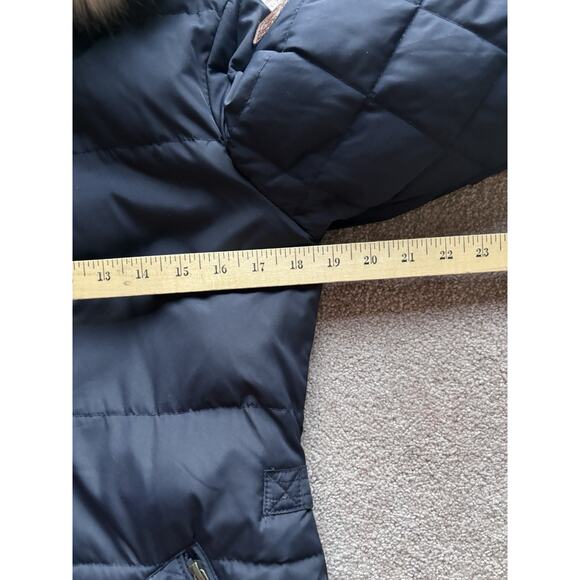 Lauren Ralph Lauren S Down Coat Jacket Navy Puffer Toggles Faux Fur Hood - Picture 8 of 9